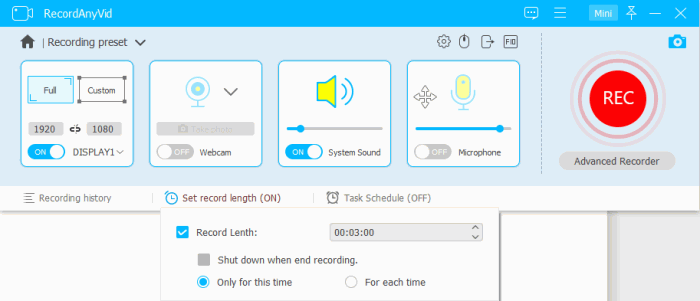 Record Length Setting